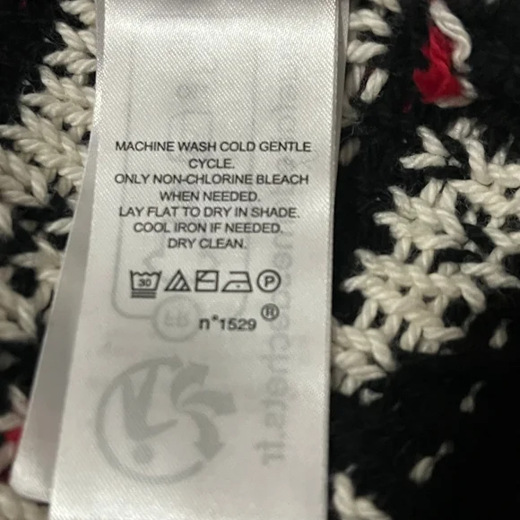 LAUREN Ralph Lauren NWT Black Red & White Christmas Shaw Collar Sweater Large - Picture 7 of 7